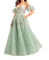 Ellie Wilde Lace Prom Dress In Sage In Green