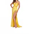 Ellie Wilde Long Formal Fitted Prom Gown In Yellow In Yellow