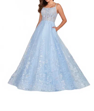 Ellie Wilde Long Pocket Ball Gown Prom Dress In Light Blue