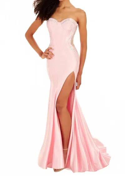 Ellie Wilde Mermaid Dress With Slit In Sakura Pink