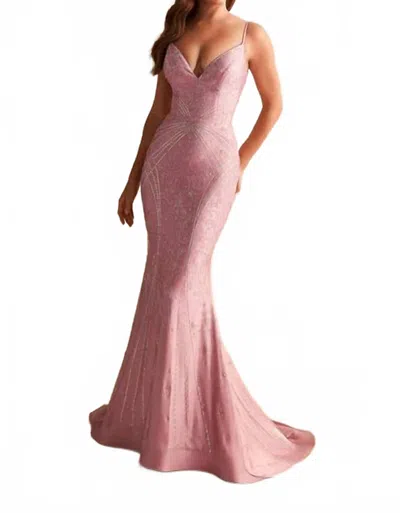 Ellie Wilde Mermaid Prom Dress With Stone Accents In Orchid In Pink