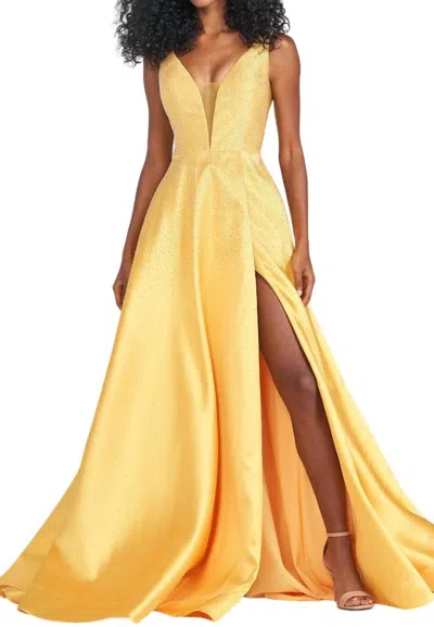 Ellie Wilde Mikado Stone Embellishments Prom Dress In Sunflower In Yellow