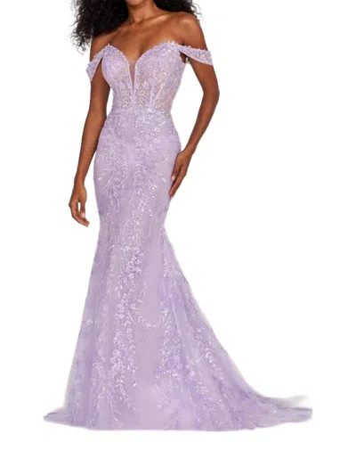 Ellie Wilde Off Shoulder Dress In Lilac In Purple