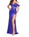 Ellie Wilde Off-shoulder Prom Dress In Royal In Blue