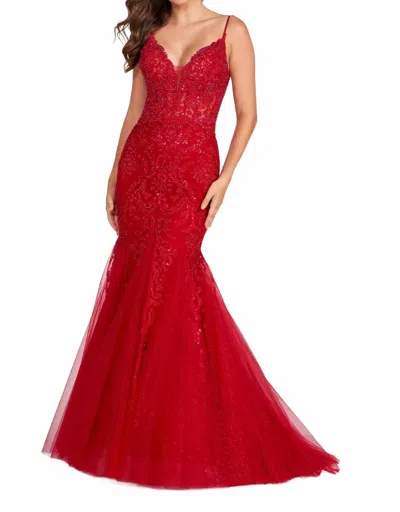Ellie Wilde Plunge Back Maxi Dress In Ruby In Pink