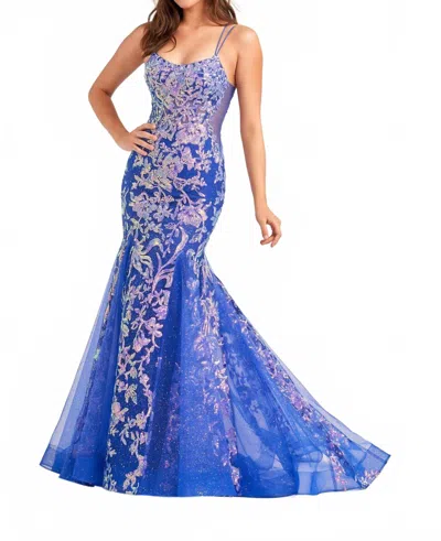 Ellie Wilde Scoop Mermaid Evening Dress In Ultraviolet In Blue