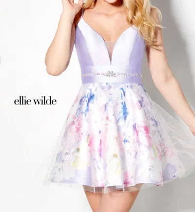 Ellie Wilde Sleeveless A-line Prom Dress In Lilac In Pink