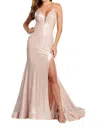 Ellie Wilde Sleeveless Fit And Flare Gown In Petal In Pink