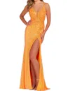 Ellie Wilde Slim Flare Gown In Orange In Orange
