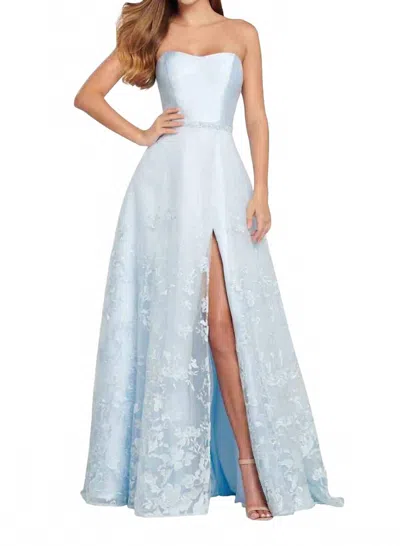 Ellie Wilde Strapless Formal Prom Dress In Pale Blue