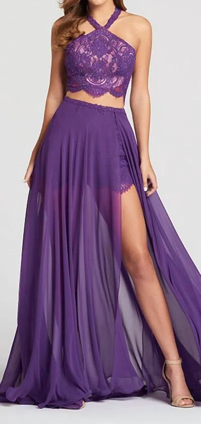 Ellie Wilde Three-piece Prom Dress In Purple