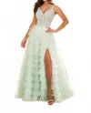 Ellie Wilde Tulle Lace Applique Corset Dress In Mint In Green