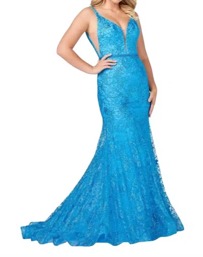 Ellie Wilde V Neck Maxi Dress In Blue