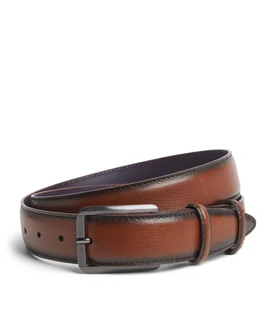 Elliot Rhodes Burnished Leather Belt In Brown