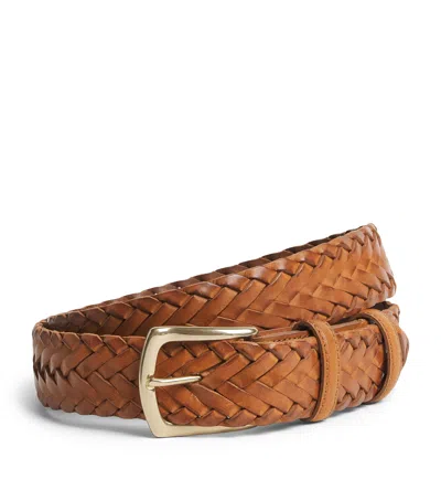 Elliot Rhodes Leather Braided Belt In Red