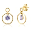 Elliot Young 14k Double Circle Studs With Dangling Round Gemstone~pink Tourmaline