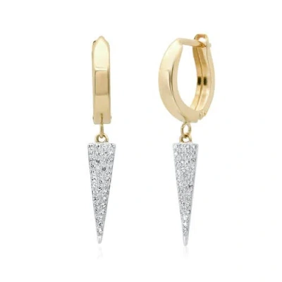 Elliot Young 14k Huggies With Pave Diamond Triangles In Gold