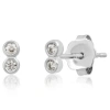 Elliot Young 14k White Gold Petite Double Bezel Diamond Stud Earrings