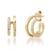 Elliot Young 14k Yellow Gold & Diamond Double Huggie Earrings In Gold