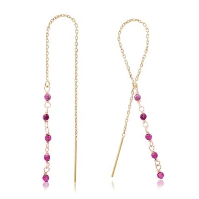 Elliot Young 14k Yellow Gold Loop Threader Earrings With Beads