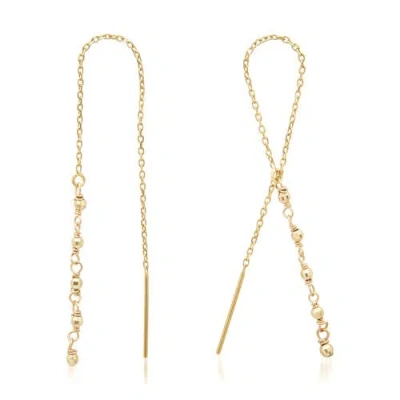 Elliot Young 14k Yellow Gold Loop Threader Earrings With Beads