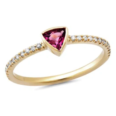 Elliot Young 14k Yellow Gold Skinny Diamond Eternity Band With Knife Edge Gemstone Tanzanite Size 6