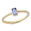 Elliot Young 14k Yellow Gold Skinny Diamond Eternity Band With Knife Edge Gemstone Tanzanite Size 6