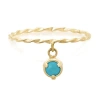Elliot Young 14k Yellow Gold Twisted Double Dangle Stone "claw" Stack Ring In Blue