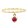 Elliot Young 14k Yellow Gold Twisted Double Dangle Stone "claw" Stack Ring In Red