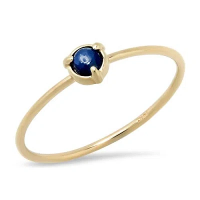 Elliot Young "claw" 14k Gold  3 Prong Stackable Ring In Blue