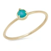 Elliot Young "claw" 14k Gold  3 Prong Stackable Ring With Emerald