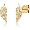Elliot Young Leaf 14k Gold Diamond Stud Earrings