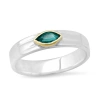 Elliot Young "liquid Metal" Narrow Hammered Sterling Silver 14k Band With Knife Edge Gemstone Tanzan