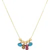 Elliot Young Moveable Jewel Tone Bead 14k Gold Necklace