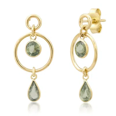 Elliot Young Women's 14k Double Circle Studs In Green/gold In Multi
