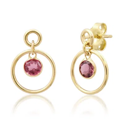 Elliot Young Women's 14k Double Circle Studs In Pink Tourmaline In Multi