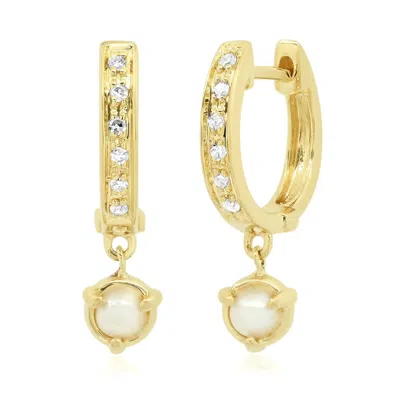 Elliot Young Women's 14k Pave Huggies Earring In Gold/pearl/diamond In Multi