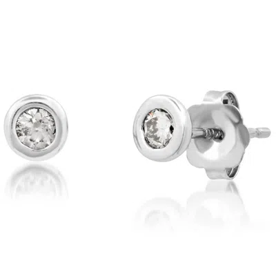 Elliot Young Women's 14k Single Bezel Stud Earrings In White Gold/diamond In Multi