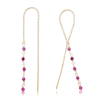 Elliot Young Women's 14k Threader Earrings In Red (rubies) In Multi