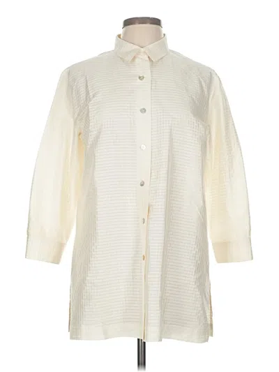 Pre-owned Elliott Lauren 3/4 Sleeve Button Down Shirt In White