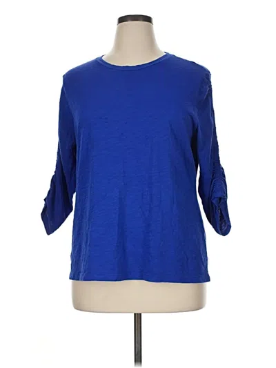 Pre-owned Elliott Lauren 3/4 Sleeve Top Blue Crew Neck Tops