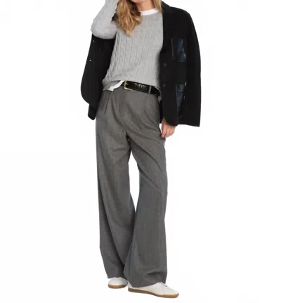 Elliott Lauren Able Cable Crew Neck Sweater In Grey In Blue