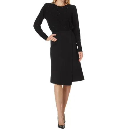 Elliott Lauren Asymmetric Ponte Skirt In Black