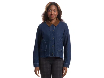 Elliott Lauren Barn Jacket - Snap Closure Denim Jacket With Patch Pockets And Corduroy Collar In Blue