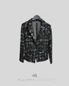 Elliott Lauren Blazer With Snap Front & Zipper Pockets In Black/gold In Black