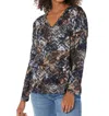 Elliott Lauren Blurred Lines Knit Top In Black Multi In Blue
