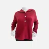 Elliott Lauren Button-up Hooded Sweater In Garnet In Multi