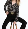 Elliott Lauren Chain Link Blouse In Black/beige Multi In Black