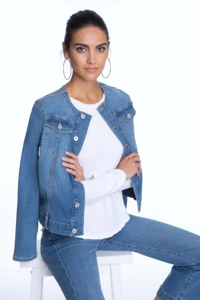 Elliott Lauren Collarless Jacket In Denim In Blue