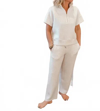 Elliott Lauren Comfort Zone Crop Pant In Marled Ivory In White
